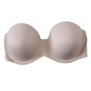 Maidenform Strapless Bra 40D Beige Underwire Neutral Bra, Underbust Padding